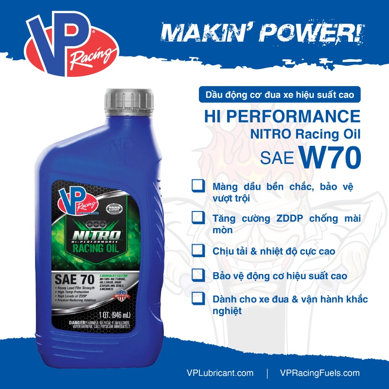 Vp nitro sae 70 oil - hi performance racing oil